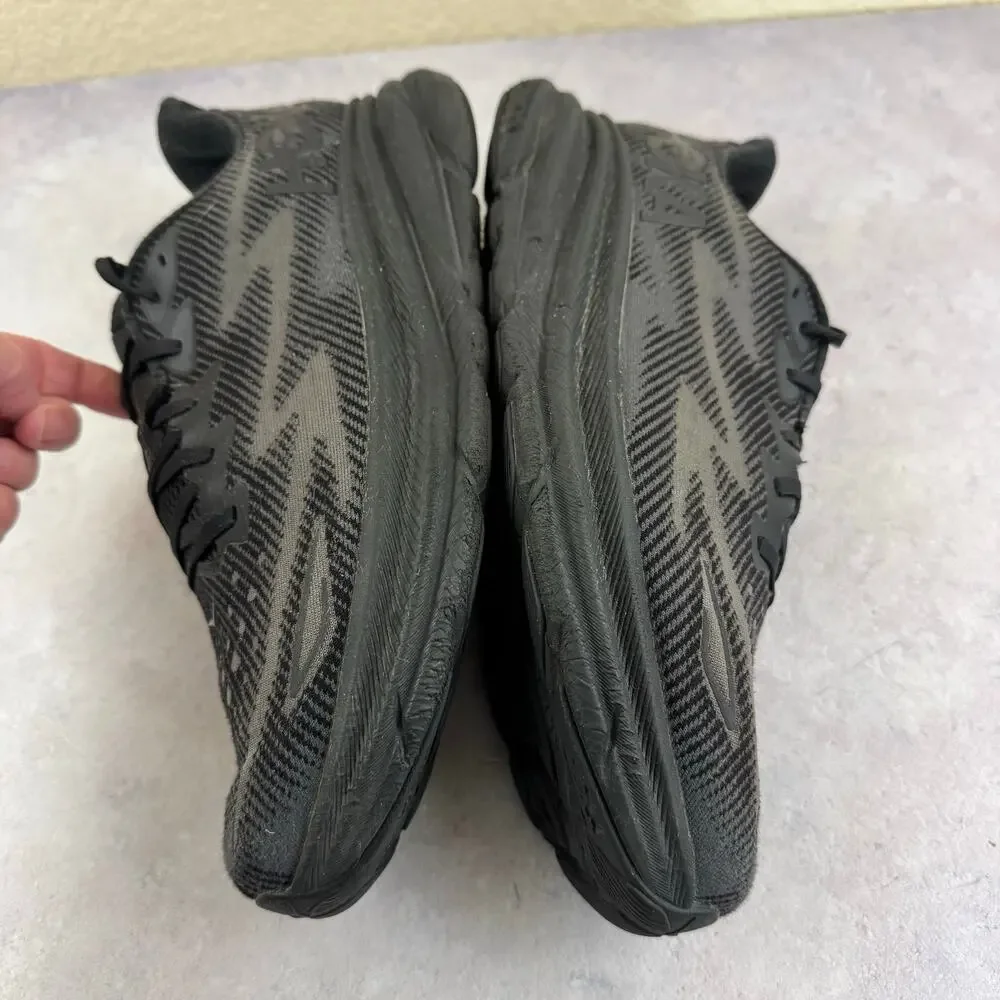 HOKA Clifton 9 Mens 12 D Black Running Shoes 1127895 BBLC